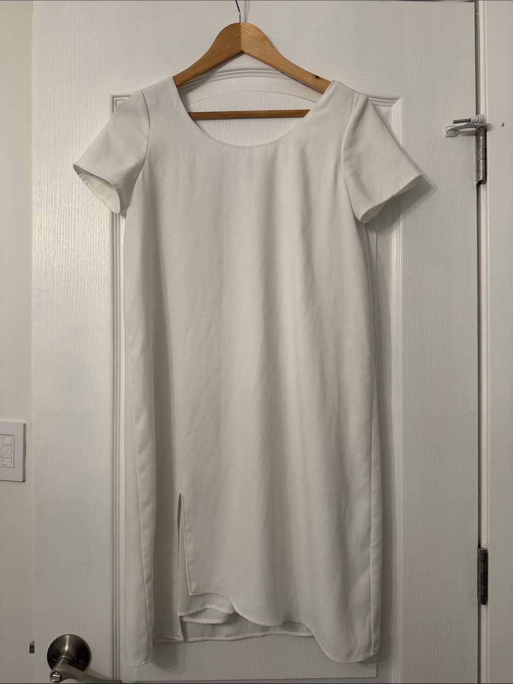 OAK + FORT Cream Scoop-Neck Midi Shift Dress